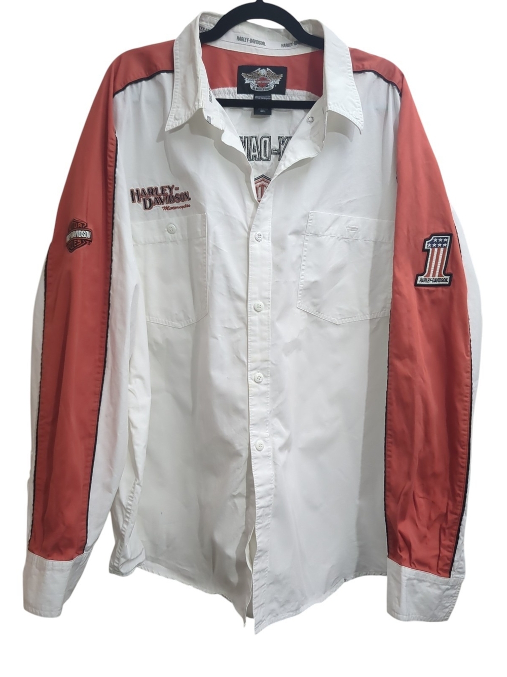 Harley-Davidson 3XL Embroidered Logo Button Up Cotton Garage Shirt Motorcycle